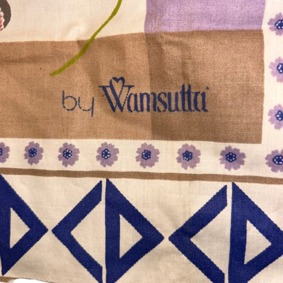 Wamsutta Vintage cotton Designer signed Floral print handkerchief scarf … - Picture 2 of 10